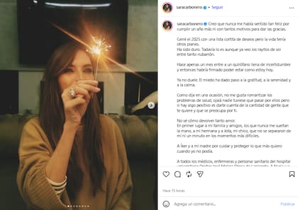 Sara Carbonero compartió un reflexivo mensaje en sus redes en el día de su cumpleaños número 42 (Foto: Instagram @saracarbonero)