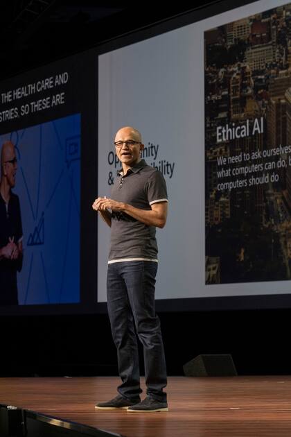 Satya Nadella, CEO de Microsoft, en la apertura de Build 2018