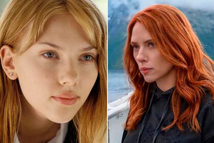 Scarlett Johansson a los 18, en Perdidos en Tokio, y en 2021, como protagonista de Black Widow