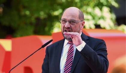 Schulz, ayer, en el acto de cierre de campaña, en Aachen