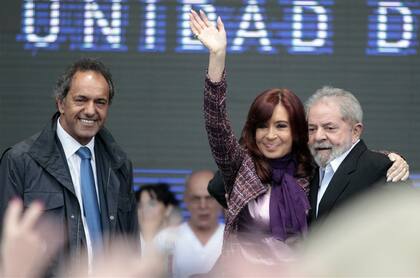 Scioli, Cristina y Lula, en la Argentina, en 2020