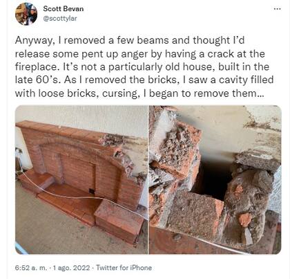 Scott Bevan mostró su hallazgo en su cuenta de Twitter.