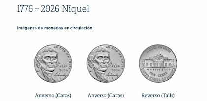 Se aprecia a Thomas Jefferson y la mansión de Monticello. La D corresponde a Denver y la P a Filadelfia (Casa de Moneda de Estados Unidos)