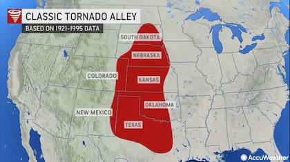 Se conoce como Tornado Alley la zona que reúne mayores condiciones para la formación de tornados