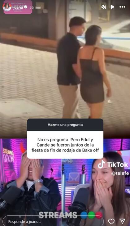 Se conocieron imágenes de Edul y Molfese tras la fiesta de Bake Off Famosos (Foto: Instagram @juariu / TikTok @telefe)