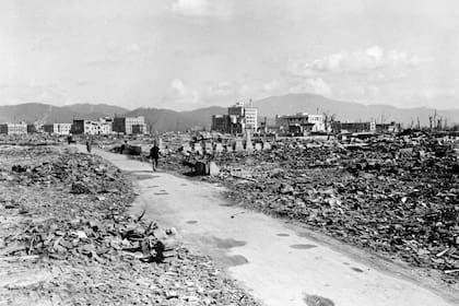 Vista de una parte de la ciudad arrasada por la bomba en Hiroshima