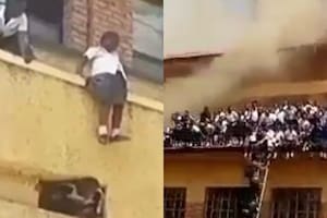 El angustiante momento en el que las alumnas de un colegio saltan al vacío para escapar de las llamas