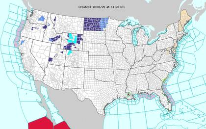 Se emitieron alertas de heladas y advertencias de congelamiento para las Montañas Rocosas y sectores del norte