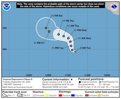 Se espera que la depresión tropical se mantenga en aguas abiertas