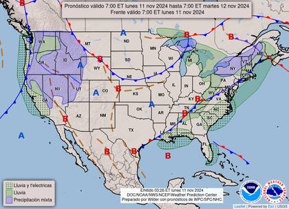 Se espera un clima invernal en el noreste: el frente frío ocasionará lluvias y nevadas ligeras en Nueva York y Vermont en áreas de mayor elevación.