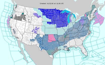 Se espera una franja de nieve intensa que se extenderá desde el norte de Texas y Oklahoma hasta el corredor de la I-95