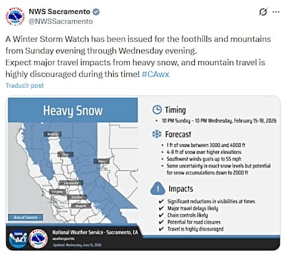 Se esperan importantes impactos en los viajes del fin de semana debido a las fuertes nevadas