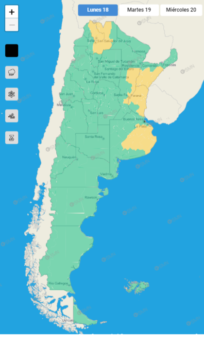 Se esperan lluvias y tormentas de variada intensidad para ciertos municipios bonaerenses, la zona del Litoral y Salta