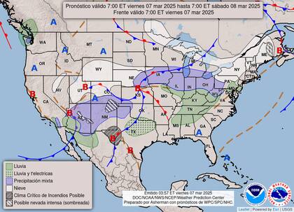 Se esperan nevadas en estados del oeste como Colorado, Nuevo México y Arizona, así como en el noreste, en Maine