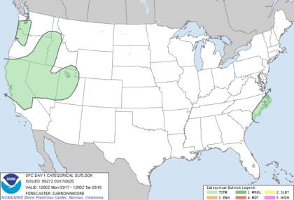Se esperan precipitaciones en la región noreste y el Atlántico medio, las cuales finalizarán en la tarde del lunes en la costa y el martes en el norte