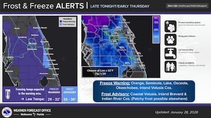Se esperan temperaturas en el punto de congelamiento para Orlando