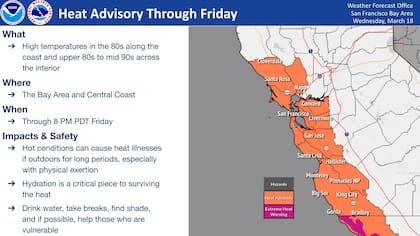 Se esperan temperaturas muy superiores a lo normal en California