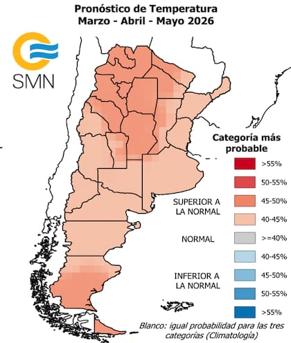 Se esperan temperaturas normales o superiores a las normales en todo el país durante el otoño 2026