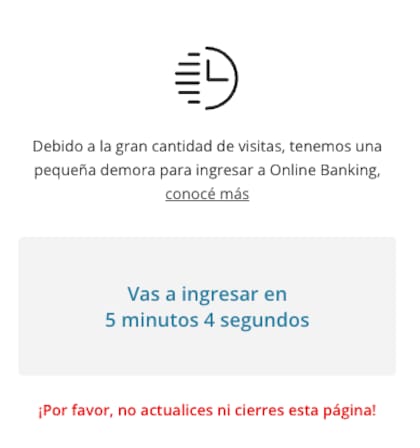 Se generaron "colas virtuales" para ingresar a home banking