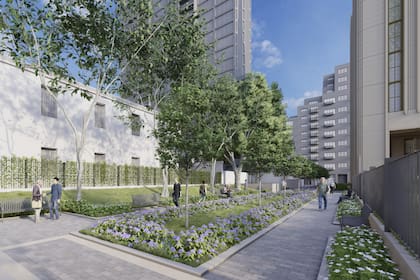 Se habilitaría un recorrido peatonal en medio de los jardines del templo para poder cruzar desde avenida Córdoba a Viamonte por mitad de la manzana