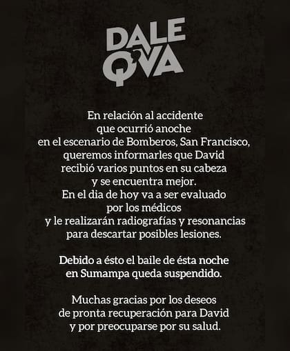 Se le realizarán radiografías y resonancias para descartar posibles lesiones internas (Instagram: @dalequeva.oficial)