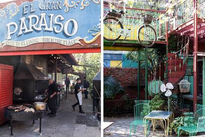 La puesta en escena: muebles de los que se veían en los antiguos patios, filete porteño y mucho color. 