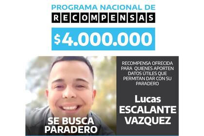 Se ofreció una recompensa por datos sobre el paradero de Lucas Escalante