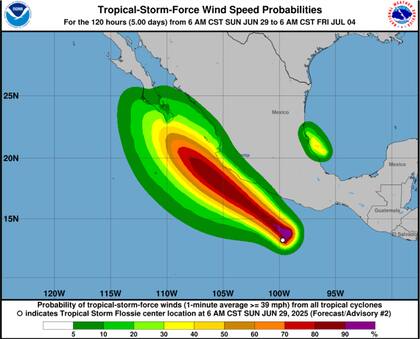 Se prevé que Flossie se convierta en huracán dentro de las próximas 36 hs, con vientos de 74 millas por hora