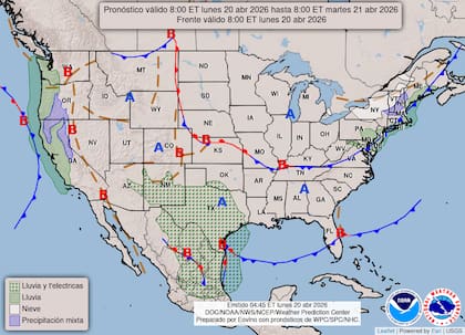 Se prevén tormentas eléctricas debido a un frente estacionario, con riesgo de inundaciones repentinas aisladas en el centro de Texas