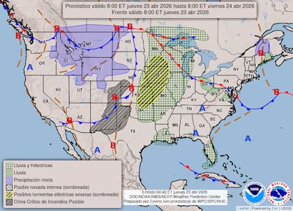 Se pronostica granizo de gran tamaño, riesgo de tornados y ráfagas de viento severas a medida que las tormentas evolucionen por el centro de EE.UU.