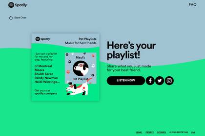 Se pueden generar listas de reproducción de música para perros, gatos, hamsters, iguanas o pájaros