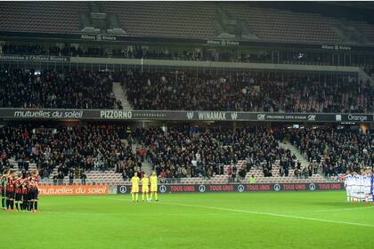 Se realizó un minuto de silencio en el choque entre Nice y Lyon