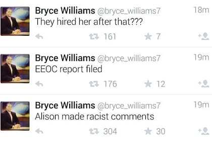 Los mensajes de una cuenta de Twitter a nombre de Bryce Williams antes del ataque