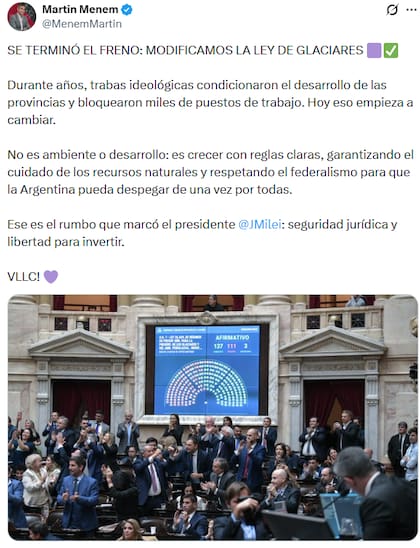 "Se terminó el freno", posteó el Presidente de la Cámara baja