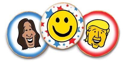 Se trata de una encuesta no oficial; una panadería de Ohio hace alimentos con la cara de los candidatos y, según cuál se venda más, arroja el resultado; por ahora, gana Donald Trump en la edición 2024