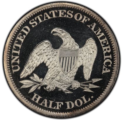 Se trata de una moneda de prueba, fabricada en 1865 con un proceso especial y tirada limitada