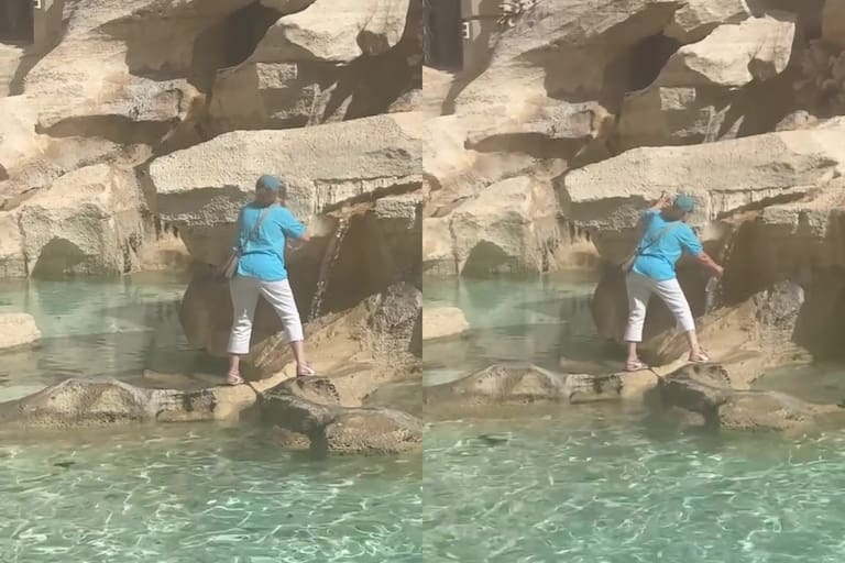 He climbed the Trevi Fountain to refill his water bottle, and the result surprised everyone