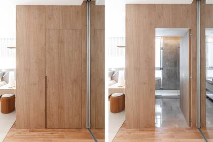 Se tuvo especial atención a que la puerta pasara casi desapercibida para lograr un contexto más puro y minimalista.