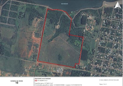 Se venderá un predio en Misiones en la costa del Río Paraná