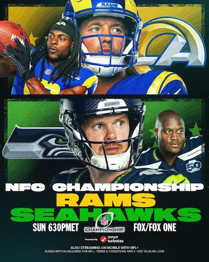 Seattle Seahawks y Los Angeles Rams se enfrentan en la final de la Conferencia Nacional de la NFL (X/@nfl)