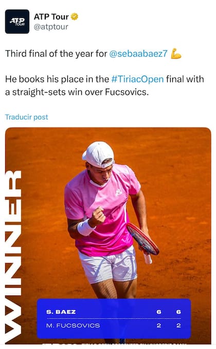 Sebastián Báez llegó a su tercera final en esta temporada
