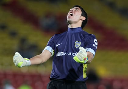 Sebastián D'Angelo en sus inicios en Boca, donde atajó cinco partidos entre 2012 y 2013