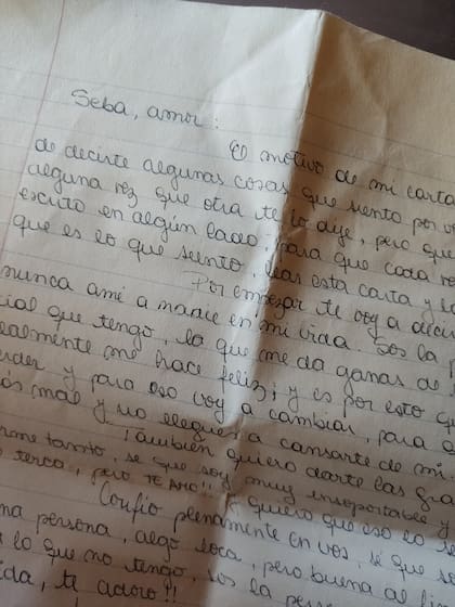 Sebastián Granate encontró la carta de su novia a los 19 años.