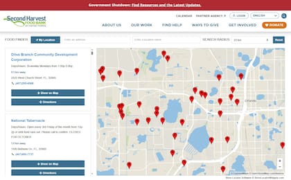 Second Harvest Food Bank of Central Florida tiene un mapa interactivo para encontrar bancos de alimentos en Orlando (Second Harvest Food Bank of Central Florida)