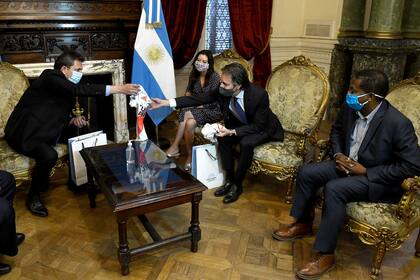 Los enviados del FMI, en el encuentro que mantuvieron la semana pasada con el presidente de la Cámara de Diputados, Sergio Massa