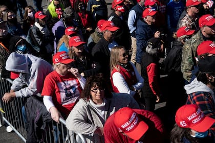 Seguidores de Donald Trump hoy en un mitin hoy en Carolina del Norte