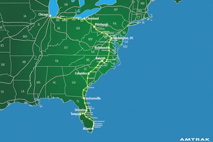 Según datos oficiales de Amtrak, el Floridian conecta Chicago con Miami en 47 horas de viaje
