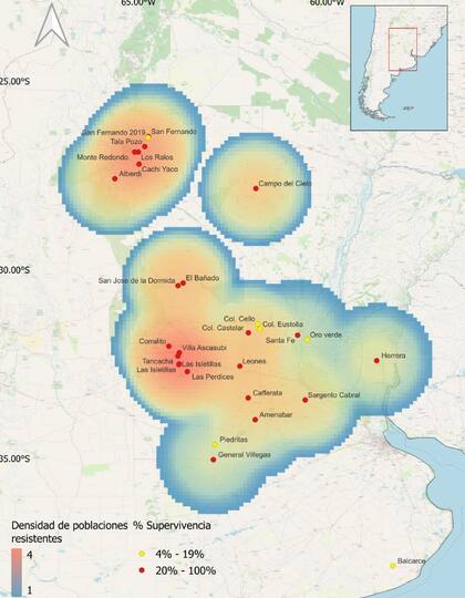 Según expertos, hasta el momento, la resistencia se dio en seis provincias y se concentró en el este de Tucumán y en el centro y sur de Córdoba