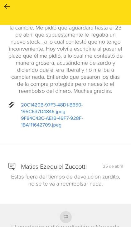 Según Mercado Libre, una vez pasados los 30 días de la compra, el vendedor no se hará cargo de algún desperfecto del producto
Foto: Twitter @___ElGringo_