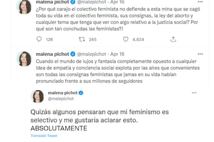 Según reveló "su feminismo es absolutamente selectivo"